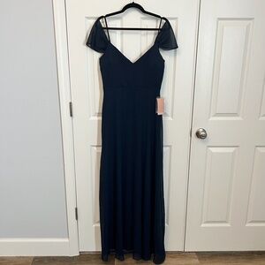Birdy Grey DEVIN Navy CONVERTIBLE CHIFFON Bridesmaid Dress NWT Size M